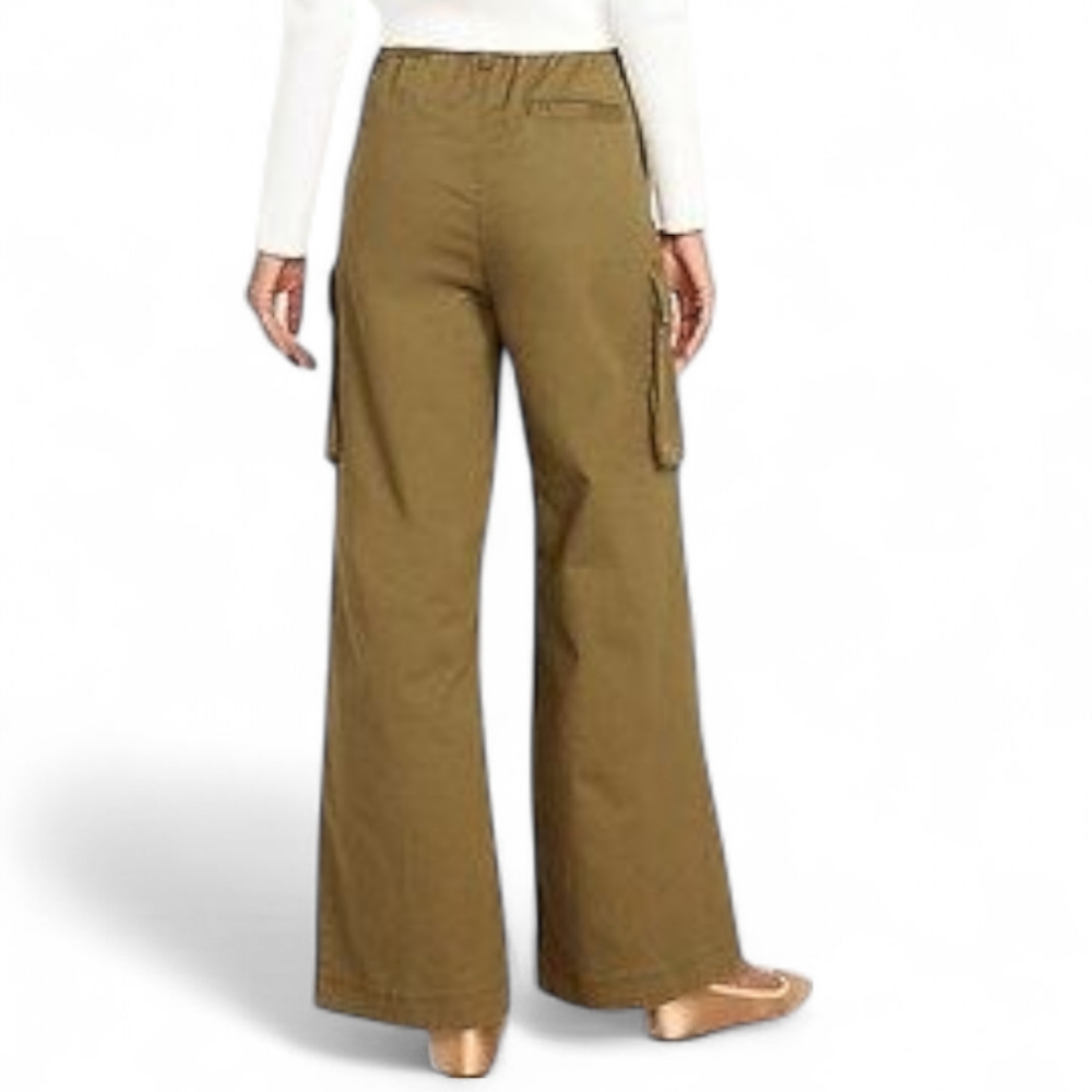 Old Navy Extra High Rise Wide Leg Cargo‎ Pants Moss Green Sz M - Picture 3 of 8